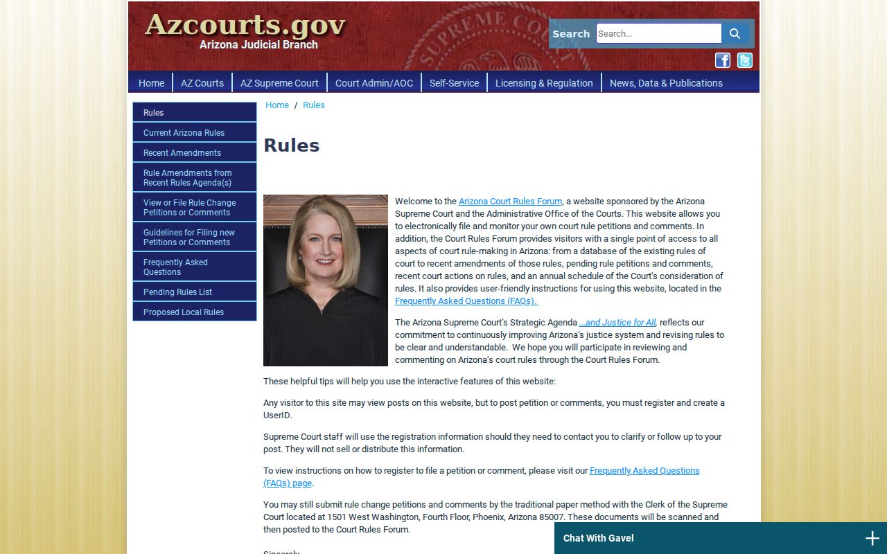 Arizona civil court docket access rules gateway